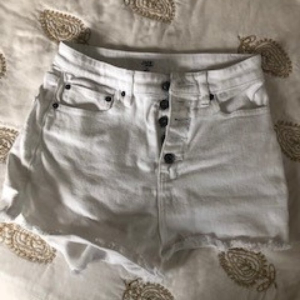 Down to Business White High-Waisted Cutoff Denim Shorts